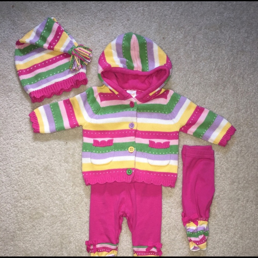 Gymboree fall sweater leggings and hat set